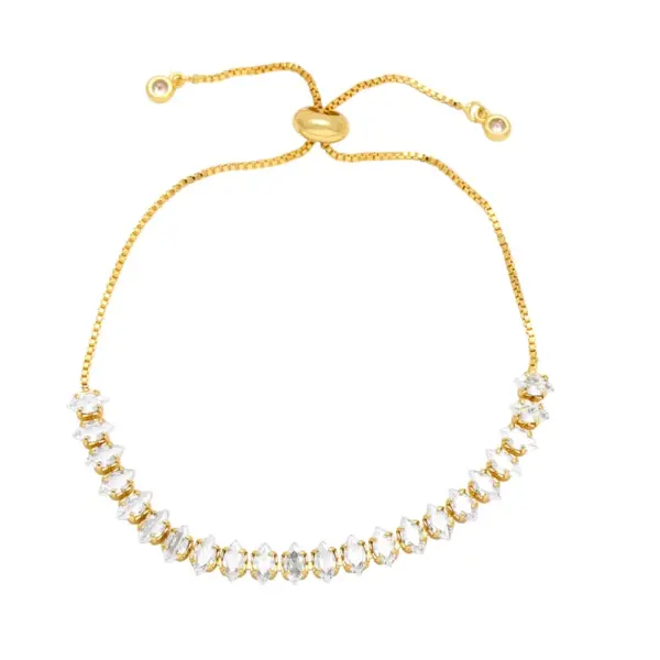 Wholesale 1 Piece Simple Style Leaf Copper Plating Inlay Zircon Bracelets