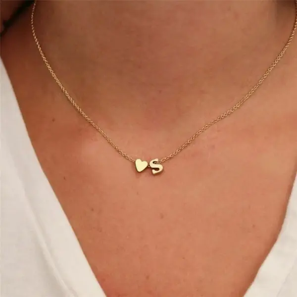 Wholesale PVD Coated 14K Gold Real Gold Plated Letter Stainless Steel Titanium Steel Fashion Waterproof Non Tarnish 304 Stainless Steel Necklace