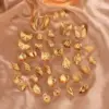 Wholesale PVD Coated 18K Gold Plated Sector Leaves Heart Shape 304 Stainless Steel Simple Style Waterproof Non Tarnish Ear Studs