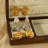 Wholesale PVD Coated Real Gold Plated 18K Gold Spiral 304 Stainless Steel IG Style Casual Waterproof Non Tarnish Ear Studs