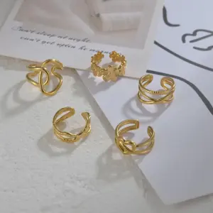 Wholesale PVD Coated Real Gold Plated 14K Gold Geometric 304 Stainless Steel Fashion Waterproof Non Tarnish