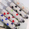 Wholesale New DIY Heart Colorful Full Diamond Beaded Touch Screen Pen Peach Heart Colorful Beaded Ballpoint Pen Jewelry Accessories