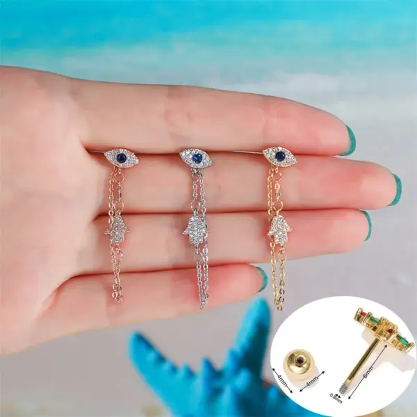 Wholesale Fashion Geometric Brass Gem Earrings Ear Studs