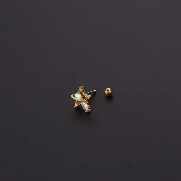 316L Stainless Steel Copper Other Ear Cartilage Rings & Studs Flower Waterproof Non Tarnish Surgical Steel