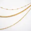 Wholesale Ferroalloy Solid Color Vacuum Plating Real Gold Plated Modern Style Classic Style Waterproof Non Tarnish Handmade Plating Cuban Link Chain Gold Three Layer Necklace