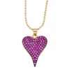Wholesale Fashion Copper Inlaid Color Zircon Peach Heart Pendant Clavicle Chain