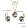 Wholesale Vacuum Plating Real Gold Plated 18K Gold Square 304 Stainless Steel Simple Style Shiny Waterproof Non Tarnish Jewelry Set