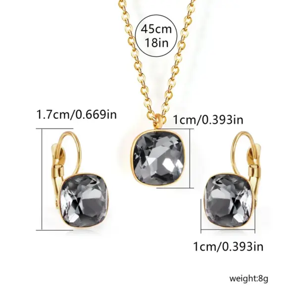 Wholesale Vacuum Plating Real Gold Plated 18K Gold Square 304 Stainless Steel Simple Style Shiny Waterproof Non Tarnish Jewelry Set