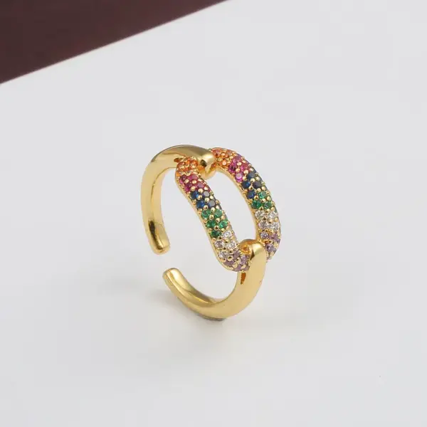 Wholesale Fashion Geometry Pattern Inlaid Copper Zircon Ring Wholesale