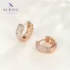 Wholesale 1 Pair XUPING Simple Style Commute Circle Inlay Copper Artificial Gemstones 18K Gold Plated Hoop Earrings