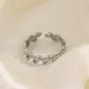 Wholesale PVD Coated 18K Gold Plated Leaves 304 Stainless Steel Simple Style Waterproof Non Tarnish Open Rings