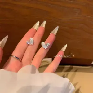 42#A1909 Silver Iced Blue Gradient Ear Studs / 925 Silver