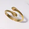 Wholesale PVD Coated Real Gold Plated 18K Gold Solid Color 304 Stainless Steel Simple Style Waterproof Non Tarnish Open Rings