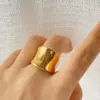 oly-18badc5035f7da3652e1c6b9e36a6aa1 Wholesale PVD Coated Real Gold Plated 18K Gold Solid Color 304 Stainless Steel Commute Waterproof Non Tarnish Rings