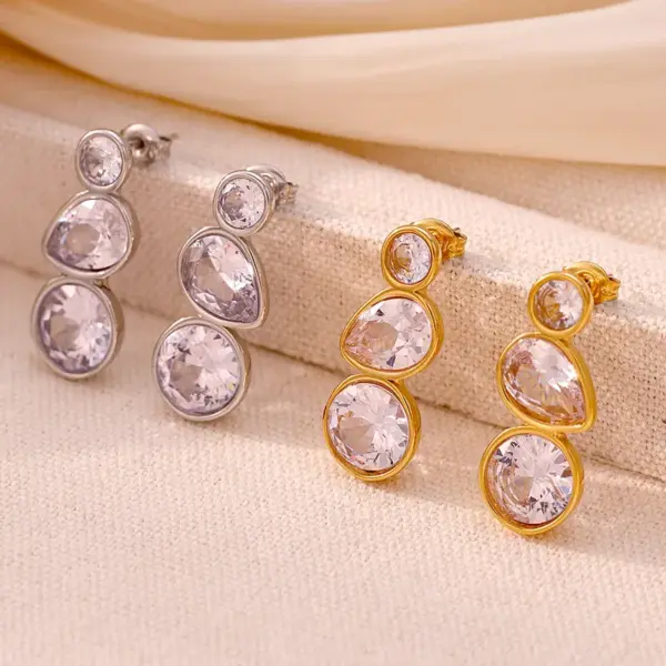 Wholesale PVD Coated Real Gold Plated 18K Gold Water Droplets 304 Stainless Steel Elegant Luxurious Vacation Waterproof Non Tarnish Drop Earrings