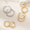 Wholesale Stainless Steel Twisted Hammered Texture Earrings Gold Plated Women's Versatile High-End Sensation Double Color Ear Cuff
