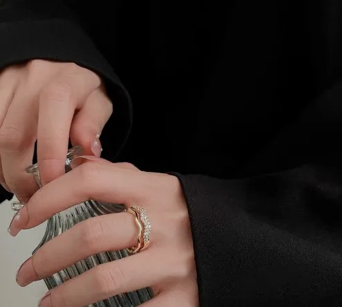 Fashion Heart Shape Flower Bow Knot Copper Zircon Open Ring In Bulk