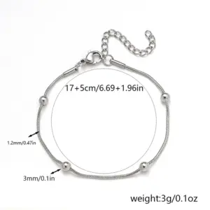 1.2mm Round Snake Clip Beads / Steel Color