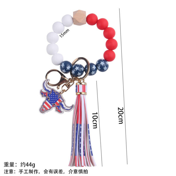 oly-18ca181ebb712e28a5cc3f5644bf1909 Wholesale New American Independence Day Wrist Keychain Pendant Leather PU Tassel DIY Beaded Bracelet Key Ring Accessories