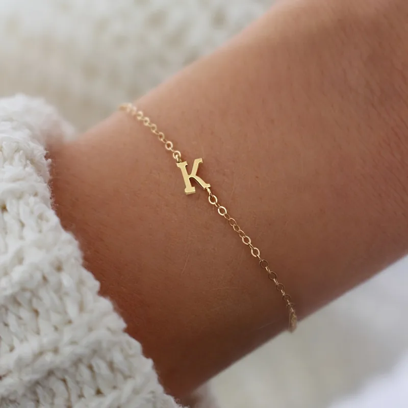 Wholesale PVD Coated Real Gold Plated Letter 201 Stainless Steel 304 Simple Style Classic Waterproof Non Tarnish Bracelets
