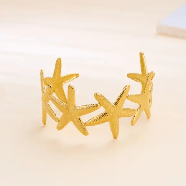 Vacation Classic Style Starfish 304 Stainless Steel Bangle In Bulk