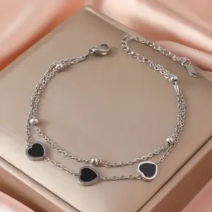 13# Double Layers Loving Heart Black (Steel Color/Never Fade)