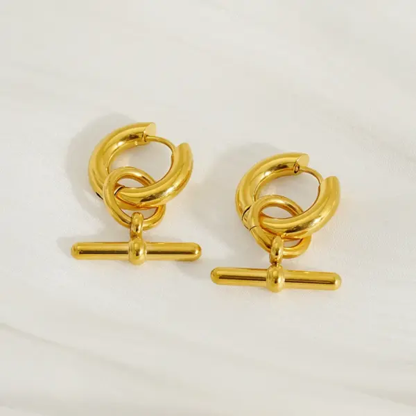 Wholesale Ion Plating (IP) 18K Gold Plated Geometric 304 Stainless Steel Classic Style Waterproof Non Tarnish Earrings Necklace