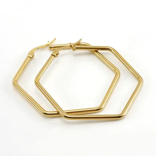 Wholesale Simple Style Hexagon Plating Titanium Steel Earrings
