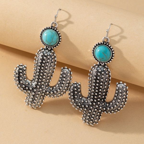 Wholesale vintage cactus turquoise earrings