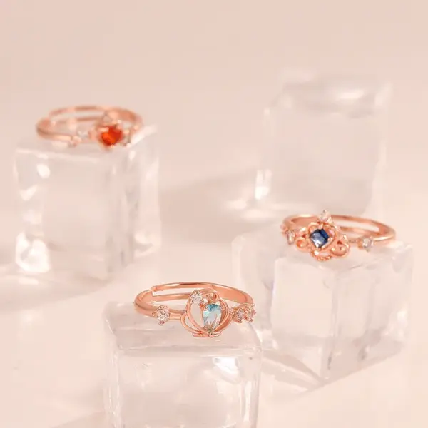 Wholesale Fashion Heart Shape Copper Inlay Zircon Rings 1 Piece