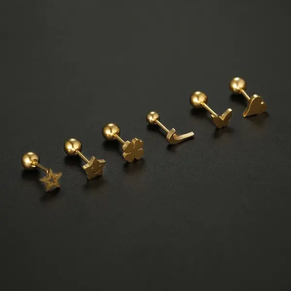 Wholesale 14K Gold Plated Stainless Steel PVD Coated Stone-Free Heart Shape Waterproof Non Tarnish Surgical Steel Plating Fashion Earrings For Unisex