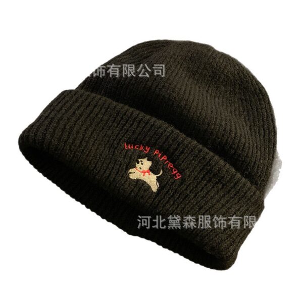 Wholesale Cute puppy embroidered warm woolen hat