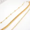 Wholesale Ferroalloy Solid Color Vacuum Plating Real Gold Plated Modern Style Classic Style Waterproof Non Tarnish Handmade Plating Cuban Link Chain Gold Three Layer Necklace