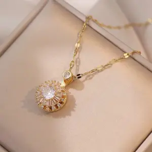 X2274 Gold Flower Rotating Necklace