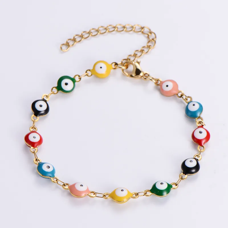 Wholesale Ethnic Style Devil's Eye 304 Stainless Steel 18K Gold Plated No Inlaid Bracelets In Bulk