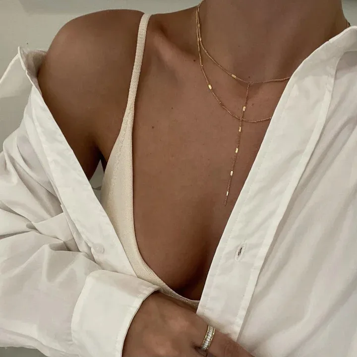 Wholesale Jewelry Simple Style Geometric 304 Stainless Steel 16K Gold Plated White Gold Plated Gold Plated Plating Stainless Steel Necklaces