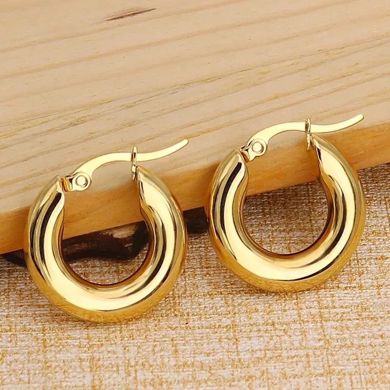 Wholesale 1 Pair Fashion Round Plating Stainless Steel Hoop Earrings