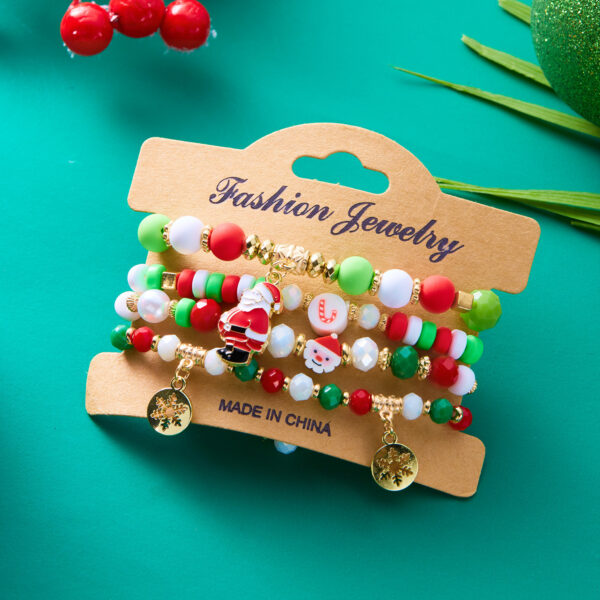 Wholesale Colorful Acrylic Christmas Combination Elastic Beaded Bracelet Set