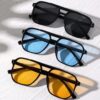 Wholesale Cross-Border New Retro Double Bridge Sunglasses Fashion Simple Large Frame Sunglasses Ins Personalized Marine Lens Glasses