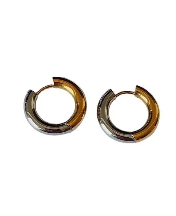Wholesale 1 Pair Retro Color Block Titanium Steel Plating Hoop Earrings