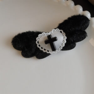 1# Black Wings White love wings hairpin