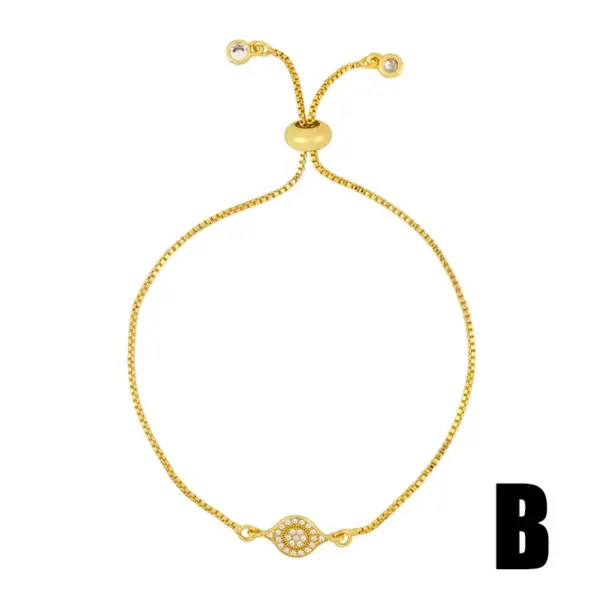 Wholesale Fashion Devil's Eye Copper 18k Gold Plated Zircon Bracelets In Bulk