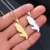 Wholesale Map Map Of Martinique 201 Stainless Steel 304 Stainless Steel Vintage Style 304 Stainless Steel Pendant Necklace