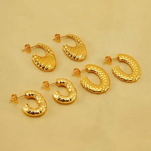 Wholesale 1 Pair Elegant Water Droplets Polishing Gold Plated Stainless Steel Titanium Steel 18K Gold Plated Earrings