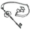 Wholesale, Gothic Antique sier Skull Key Necklace Crystal Necklace