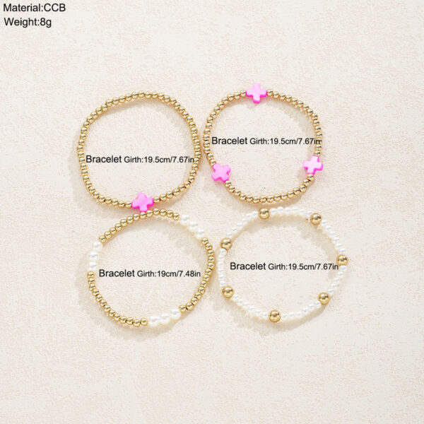Wholesale Cross-border New Bohemian CCB Beaded Cross Bracelet 4-piece Set Stretch Faux Pearl Beaded suit