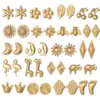 Wholesale PVD Coated Real Gold Plated Animal Moon Flower 304 Stainless Steel Simple Style Waterproof Non Tarnish Ear Studs