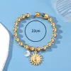 PVD Coated Real Gold Plated 24K 18K Gold Sun Moon 304 Stainless Steel Retro Waterproof Non Tarnish 304 Stainless Steel Bracelets