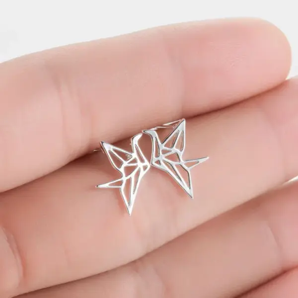 Wholesale PVD Coated 18K Gold Real Gold Plated Paper Crane 304 Stainless Steel Simple Style Korean Style Waterproof Non Tarnish Earrings Ear Studs