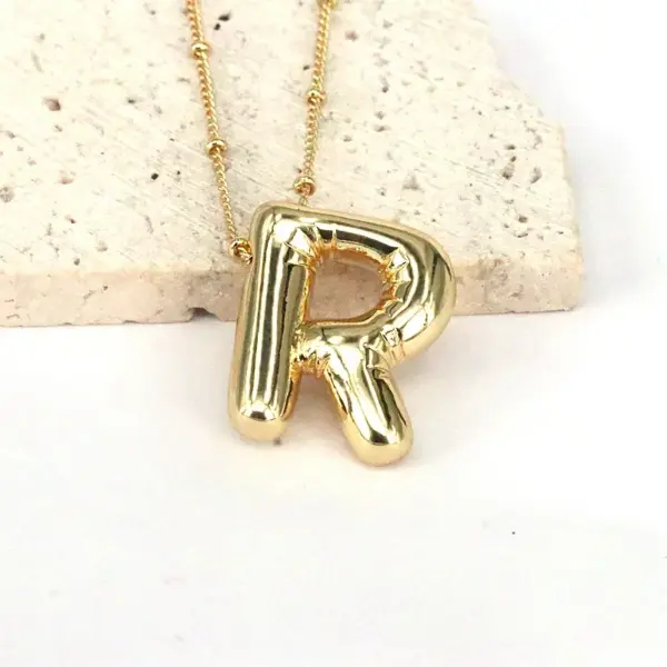 Wholesale Simple Style Classic Style Letter Copper 18k Gold Plated Pendant Necklace In Bulk